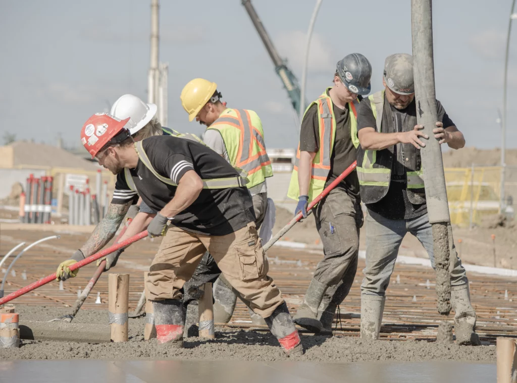 crew pouring